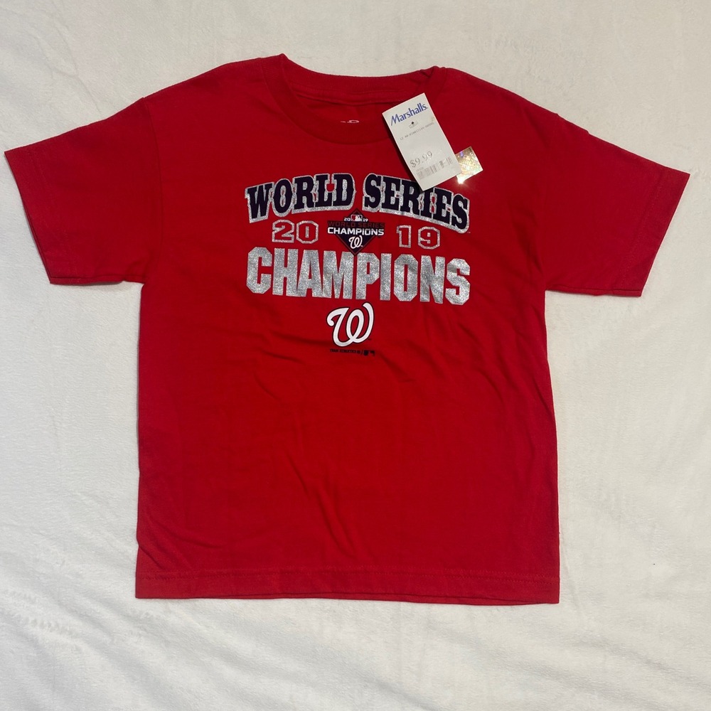 Team Athletics MLB Washington Nationals 2019 World Series Champions Youth L Red